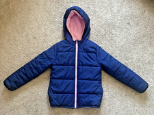 Carters Girls Hooded Blue with Pink Inside-Puffer Jacket -2 Pocket-Size 8
