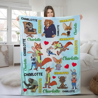 Personalized Disney Zootopia Blanket/Custom Name Baby Judy Hopps Nick Wilde