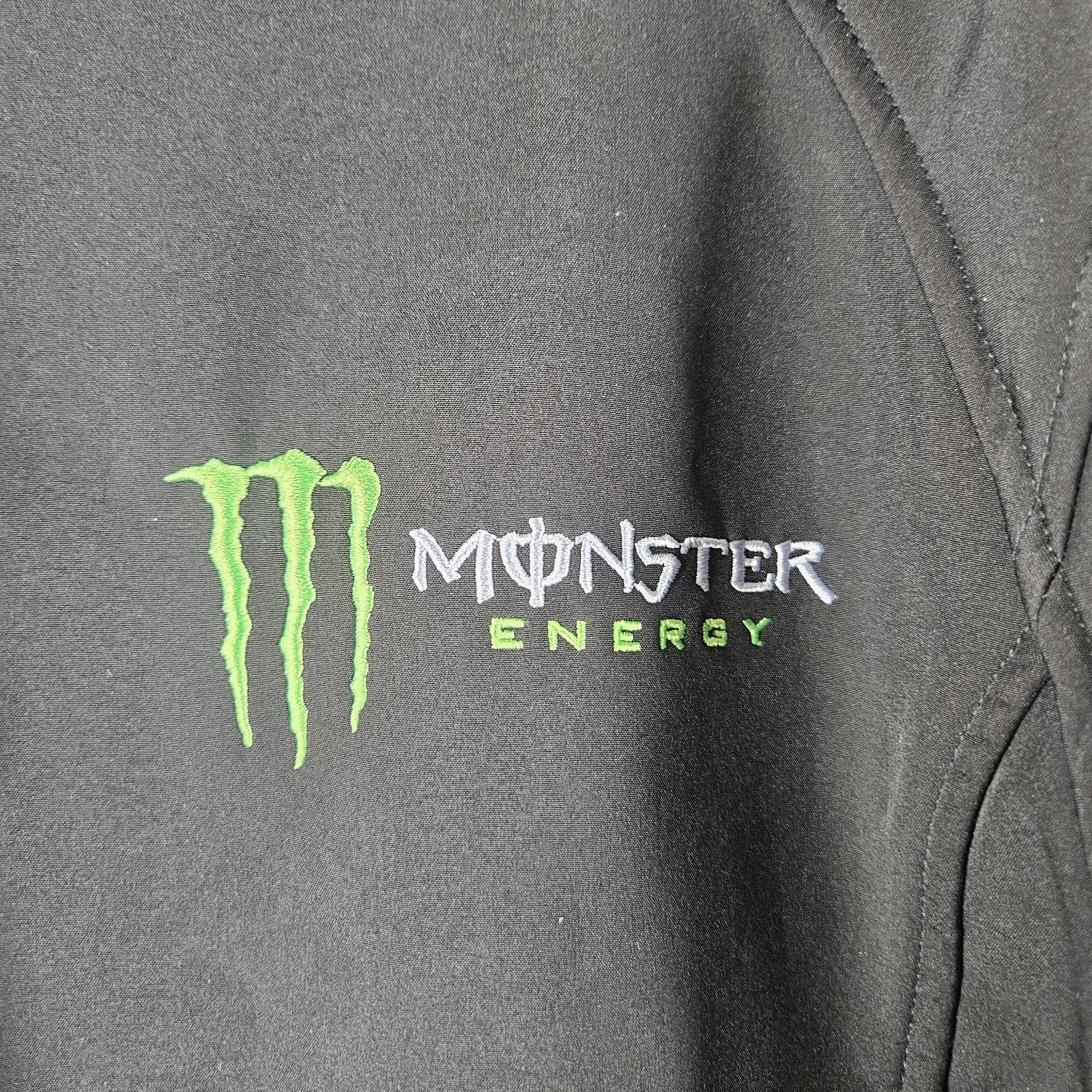 Monster Energy Jacket Mens Large Black Softshell Full Zip Embroidered Logo - product detail image 2