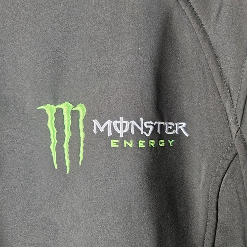 Monster Energy Jacket Mens Large Black Softshell Full Zip Embroidered Logo image 2