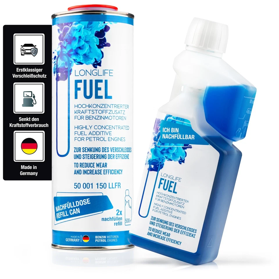 LIFETIME TECHNOLOGIES GMBH Longlife FUEL Additiv Zusatz, Nachfüll-Set für 1500L Benzin LIFETIME