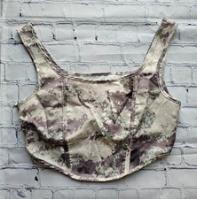 SHEIN Camouflage Print Zip Front Crop Top S Pre-Owned Sleeveless