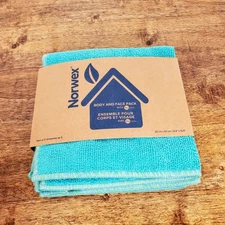 Norwex Deluxe Face & Body Cloths 3-Pack Teal Caribbean No Soap Needed | New