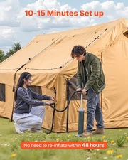 Inflatable Tent for Family Camping Tent 5-8 Person Glamping with Hand Pump