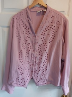 Modern Essentials Women's 24W Pink Cutout Pattern Blouse Top Shirt
