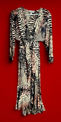 VINTAGE DESIGNER BARBARA BARBARA California Animal PRINT FIT N FLARE DRESS RARE