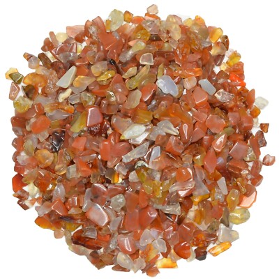 1/2 lb of Tumbled Carnelian Natural Rock Chips with Info Card