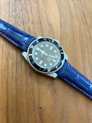 20mm BLUE Alligator leather curved (fitted) Band Strap Rolex SUBMARINER