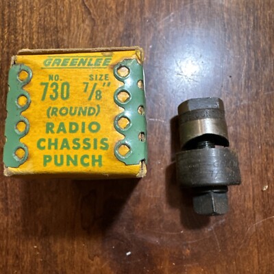 Greenlee 7/8  Radio Chassis Punch knockout No. 730 Made in U.S.A. Original Box