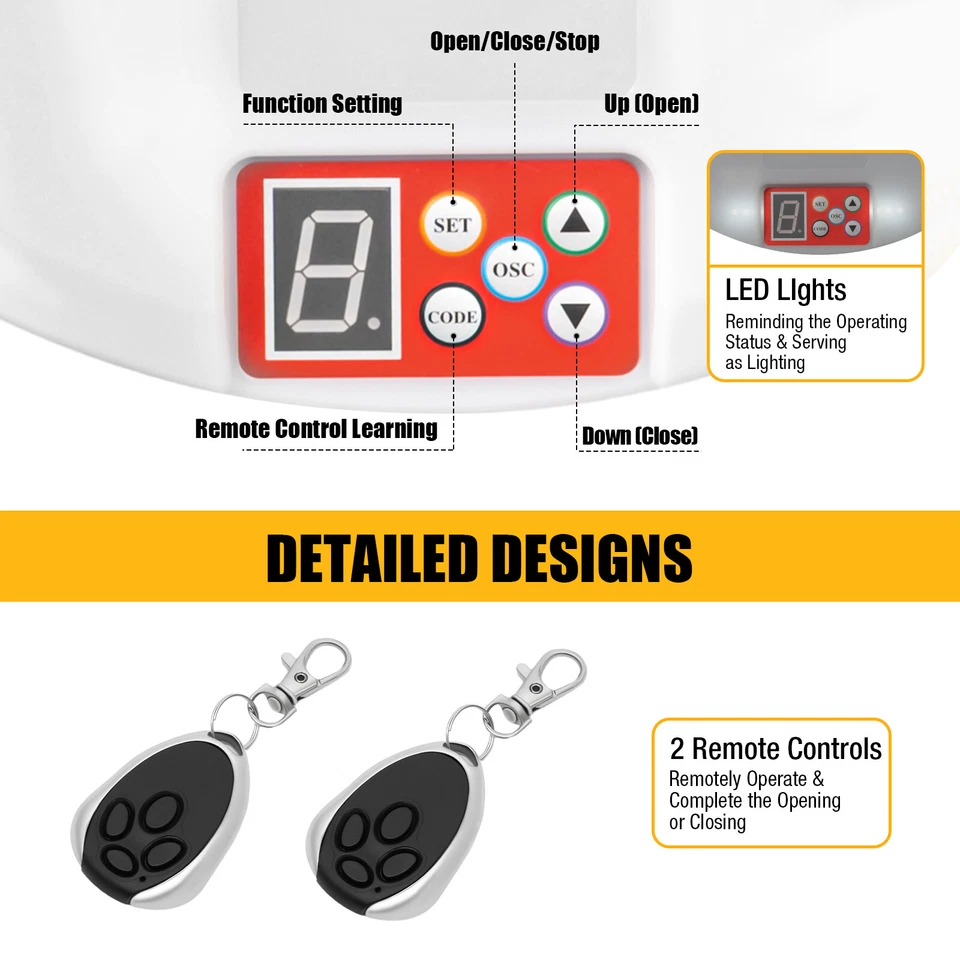 Automatic Roll Up Door Opener Garage Roller Door Opener with 2 Remotes 800N - Image 4 of 4