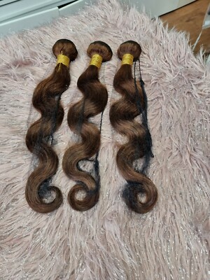 12A 22+22+22 ZOLL BRASILIANISCHES REINES MENSCHLICHES HAAR KÖRPERWELLE 300g KASTANIENBRAUN 4#