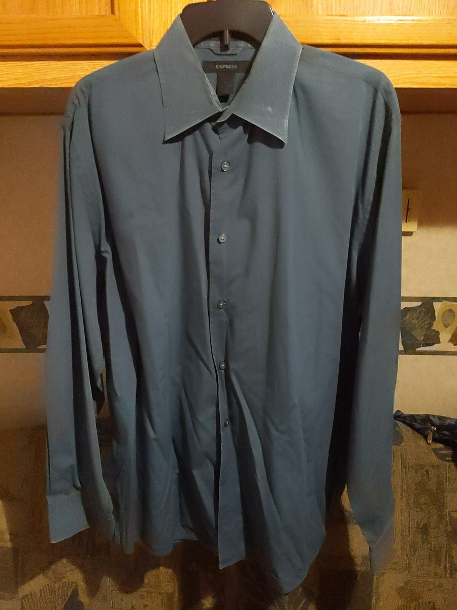 Express Modern Fit Button Down Navy Blue Dress Shirt- Men's XL | eBay