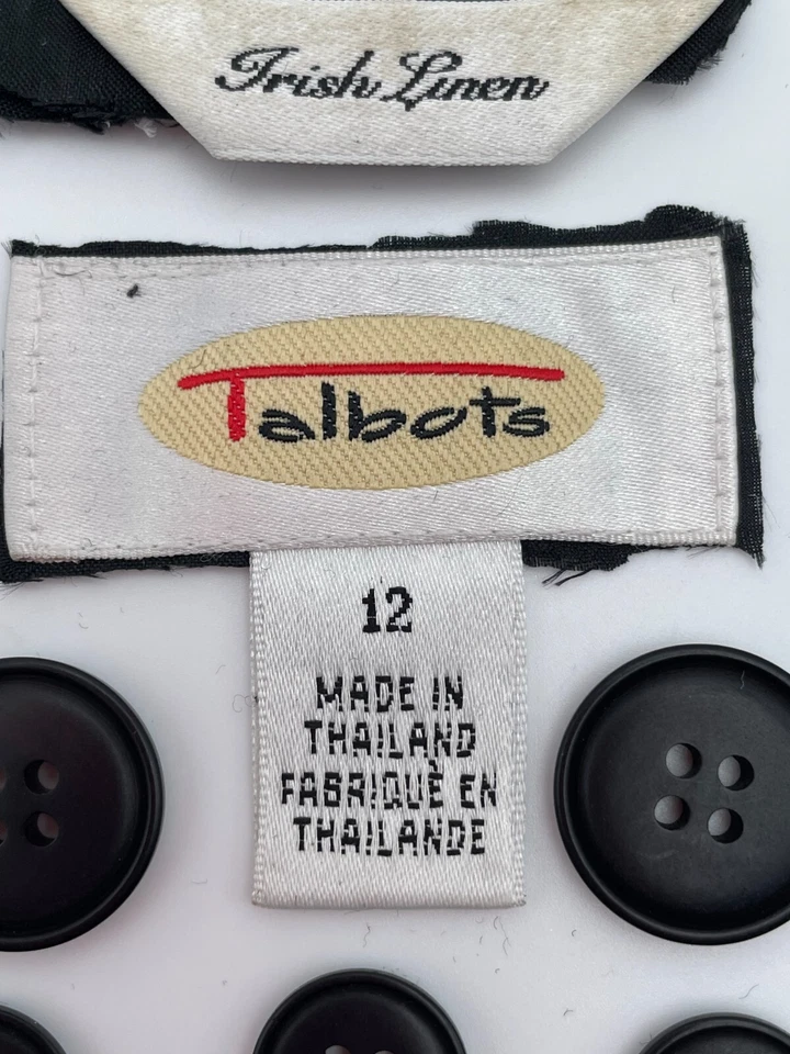 Juego de 8 botones de repuesto Talbots 4 agujeros planos redondos negros lote mixto Foto 2 de 4