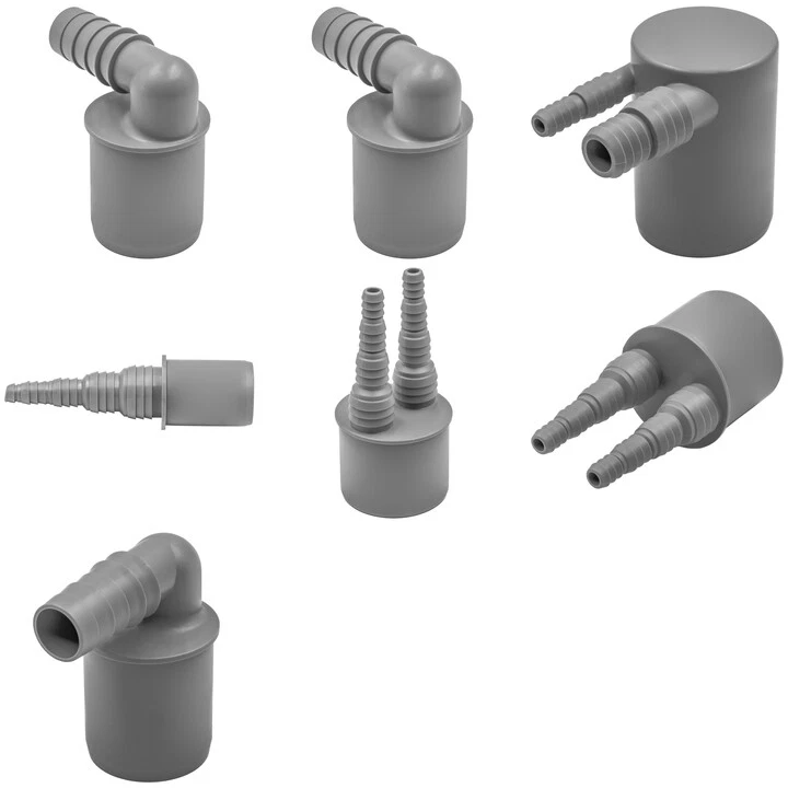 Doppel-Schlauchnippel für Schlauch, Schlauchnippel, ECK, DN 50 40 32 Grau