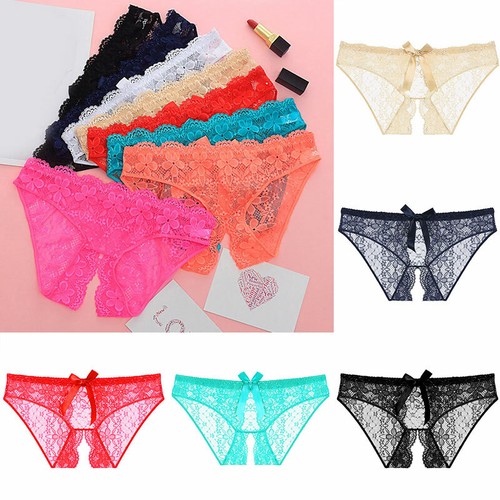 Women's See Through Open Back Crotchless Panties Lace Knickers Underwear Panties - Picture 1 of 20