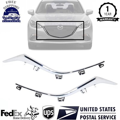 New Front Bumper Grille Molding Chrome RH&LH For 2014-2016 Mazda 3/3 Sport