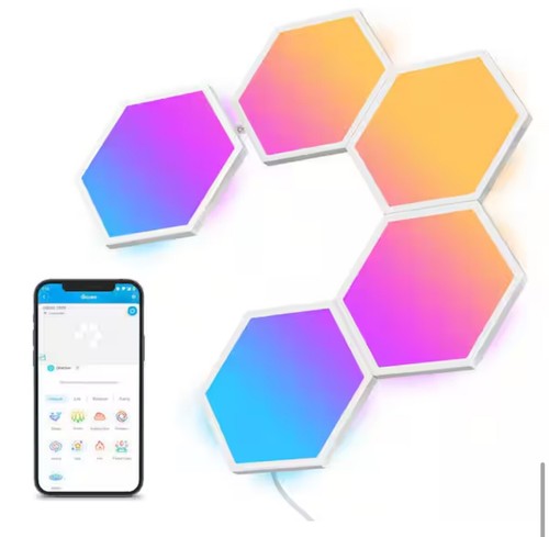 Govee Glide Hexa Light Panels, RGBIC LED Hexagon Wall Lights, Wi-Fi Smart 5pack - Picture 10 of 13