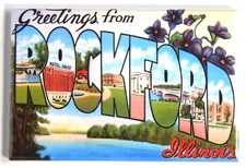 Greetings from Rockford Illinois FRIDGE MAGNET travel souvenir "style B"