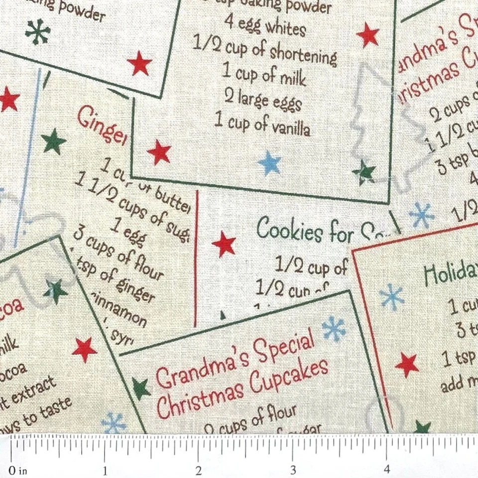2 METERS Christmas Gingerbread Cookies Cupcake Receipts Sewing Quilting Fabric - image 3 of 4