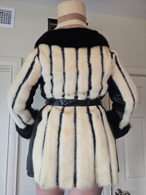 1960s/70s VINTAGE GoGo / MOD FUR COAT, Mink with Patchwork Leather