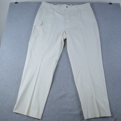 Orvis Pants Mens 42 Cargo Flap Pocket Outdoor Casual Cotton Flat Front Ivory