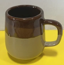 Three Tone Brown Stripe Ceramic Glossy Coffee Tea Hot Cocoa Mug