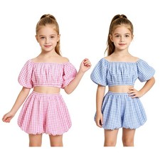 Girls Dancewear Carnival Outfits Shorts Costume Evening Dress Crop Top Modern