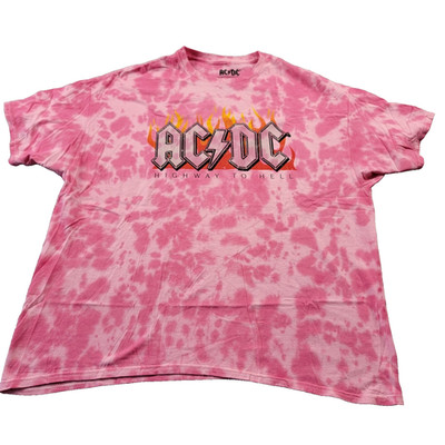 AC/DC Highway to Hell Pink Tie Dye T Sz XL (447)