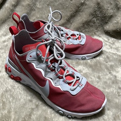 Nike React Element 55 Ohio State Red Lace Up Sneaker Shoe Ck4798-600 Mens Sz 6.5