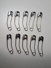 Safety Pins 1. 1/16 Inch Metal Nickel Plated Curved Sewing Silver Tone 100 Pcs