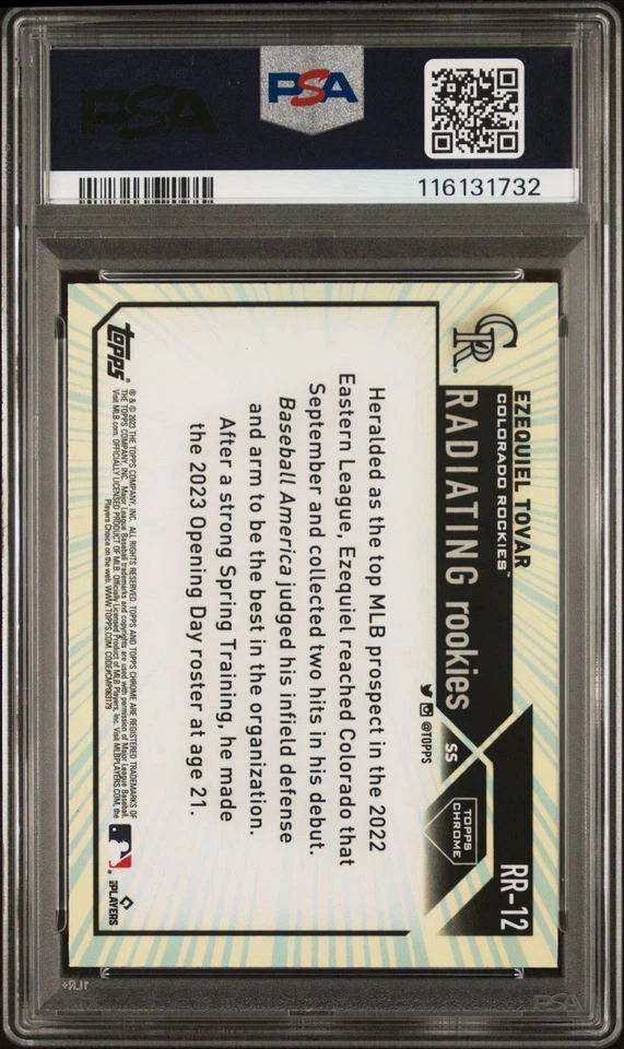 Ezequiel Tovar Signed 2023 Topps Chrome Radiating Rookies Auto SSP Card PSA 9/10 - Image 2 of 2