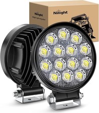 2 Pcs LED Work Light 42W, 4200LM Round Flood Light Off Road Fog Lights