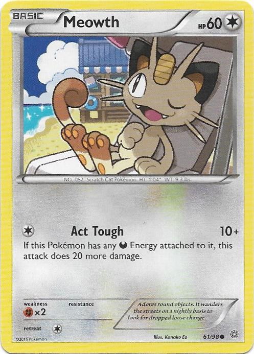 Meowth 61/98 Common Ancient Origins Pokemon Near Mint