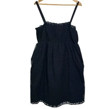 Moda International Size XL Y2K Black Smoked  Eyelet Baby Doll Swing Dress  