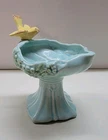 vintage mccoy green Teal pottery Yellow Bird. Bird Bath Vase Marked