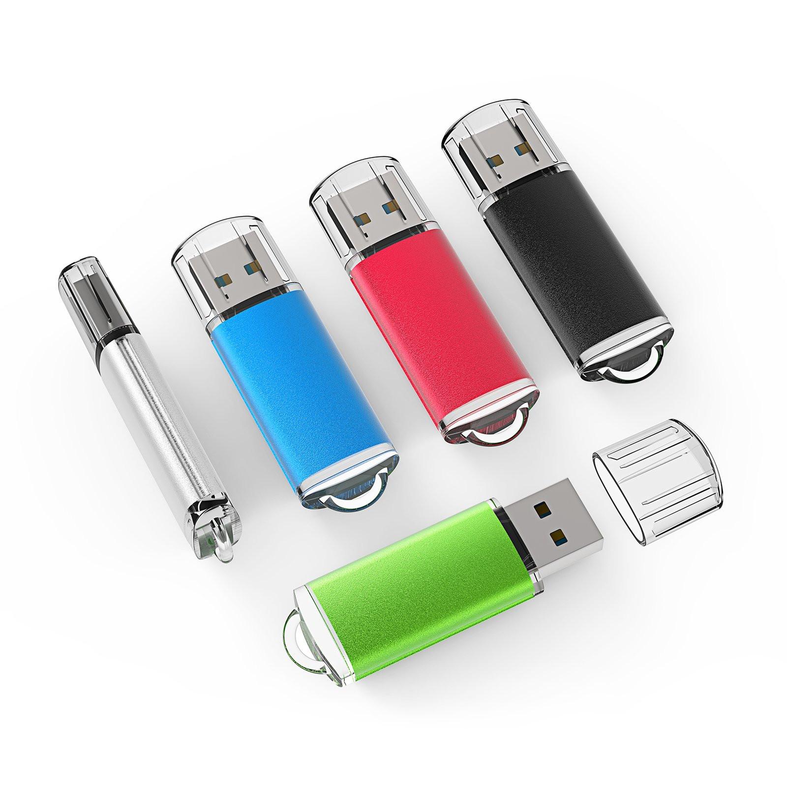 5 Pack 2GB USB 2.0 Flash Drive Memory Stick Thumb Drives (5 Mixed Colors: Bla...