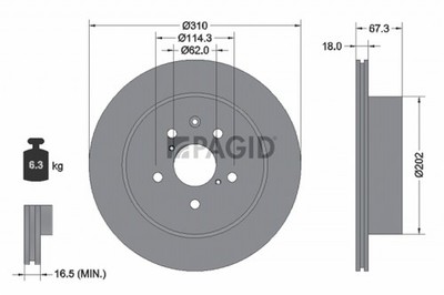 2x PAGID Bremsscheibe 54480NC für LEXUS GS IS 2 200d ALE20_ ALE20R 220d ALE20