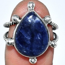 Natural Sodalite 925 Sterling Silver Ring s.7 Jewelry R-1268