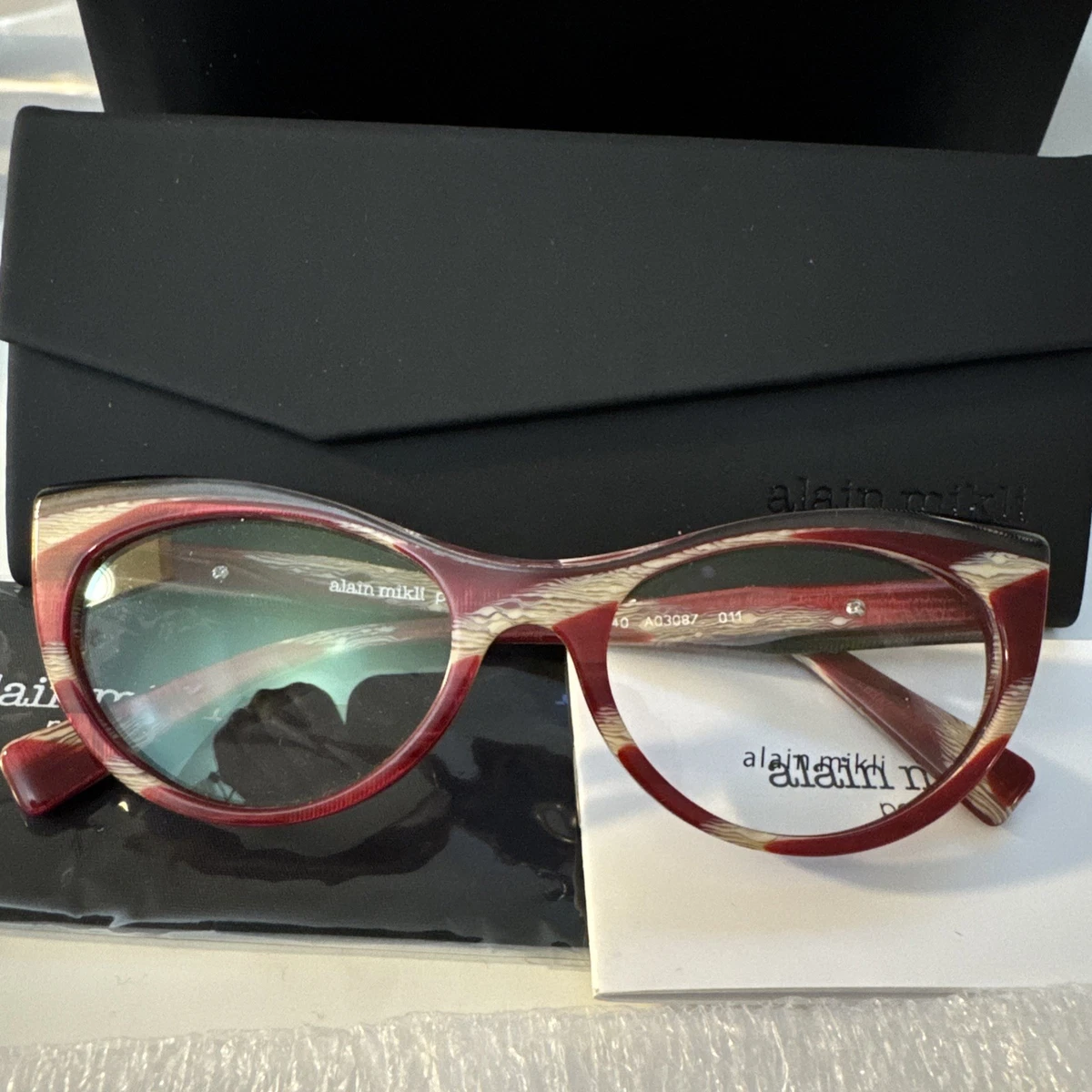 Alain Mikli A05031 Pearled Red Cat‑Eye Frames — Artsy Sculptural Italian Design Alain Mikli - A03516 Eyeglasses | Specs Collective main image 4