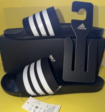 NEW Adidas Adilette Comfort Slides Black White Stripes Men's 12 AP9971 12500nd