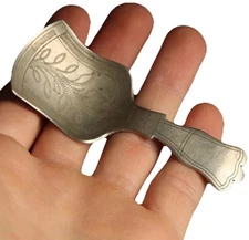 FOLK ART Georgian / Victorian Tea Caddy Spoon Hallmarked Hand Engraved STUNNING