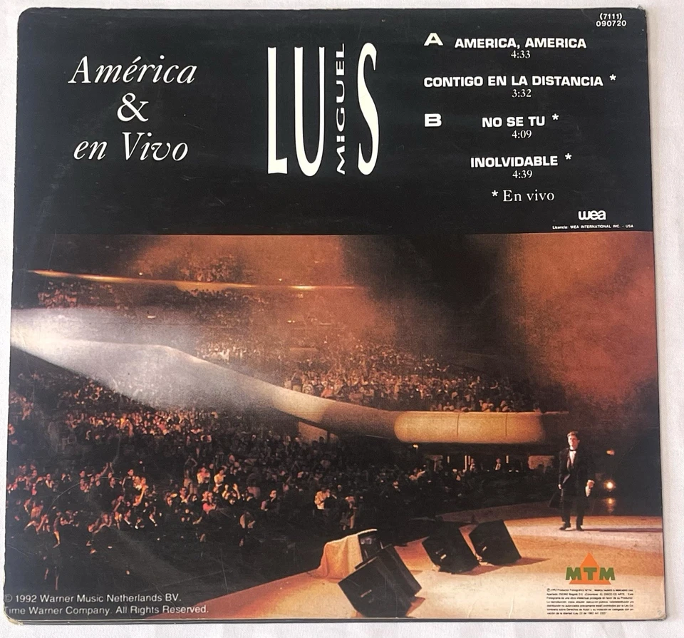 Luis Miguel – América & En Vivo - WEA Colombia 1992 Foto 2 de 4