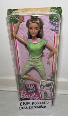 2021 Barbie Made to Move Puppe brünett trägt grün GXF05 NRFB  