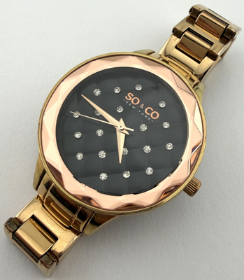 SO&CO New York Womens Watch Two Tone Gold Quilted Black Crystal Dial SO&CO New York Womens Watch Two Tone Gold Quilted Black  main image 3