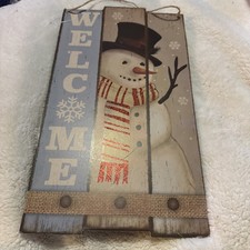 2018 Greenbriar Snowman Welcome Sign Winter Christmas Holiday Door Hanging Decor