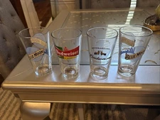 Bud & Blue Moon Pub Beer Glasses Set Of 4, 6” Tall G22
