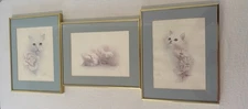 Vintage Bob Harrison Lithography Cats Kittens Gold Tone Frames Set Of 3 Floral