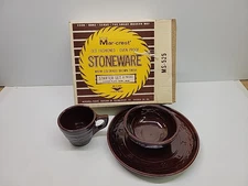 MarCrest Daisy & Dot Brown 3 Piece Starter Set - Bowl, Cup & Dinner Plate