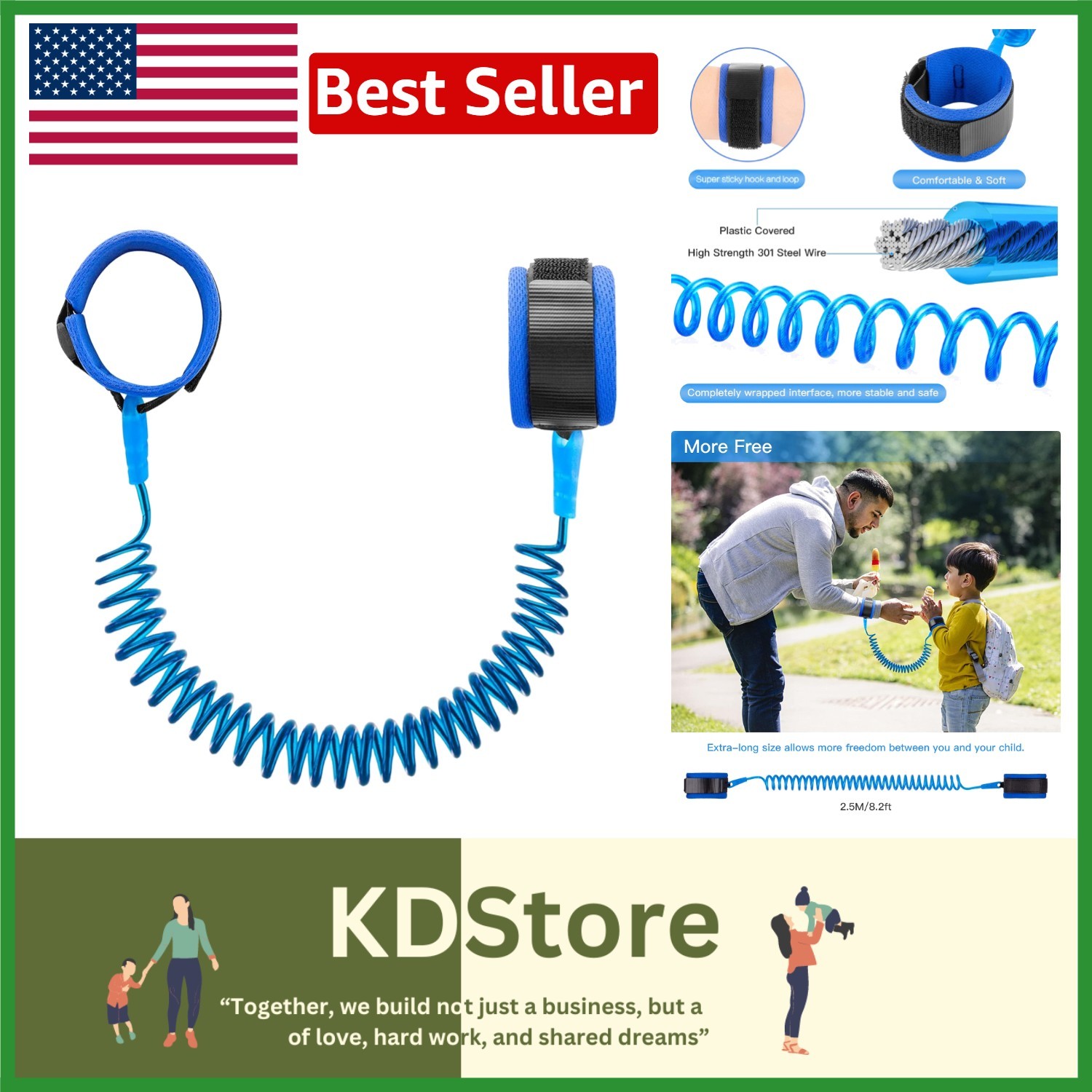 Toddler Safety Wrist Link Leash 8.2ft Child Childrens Prevent Lost Outdoor