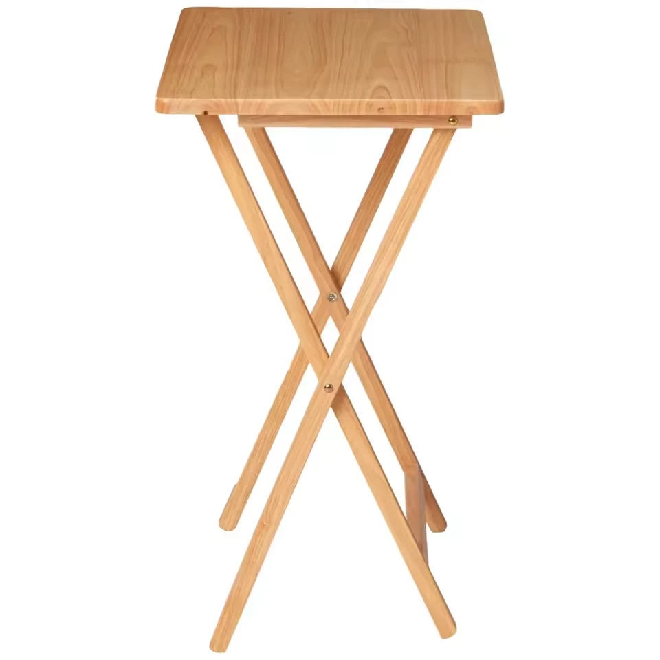 Natural Wood, Indoor Single Folding TV Tray Table - 19" (L) x 15" (W) x 26" (H) - Image 4 of 4